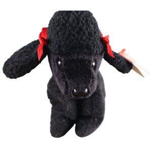 Ty Beanie Babies Gigi The Poodle Plush Toy Black With Red Bows 1997 Retired Rare